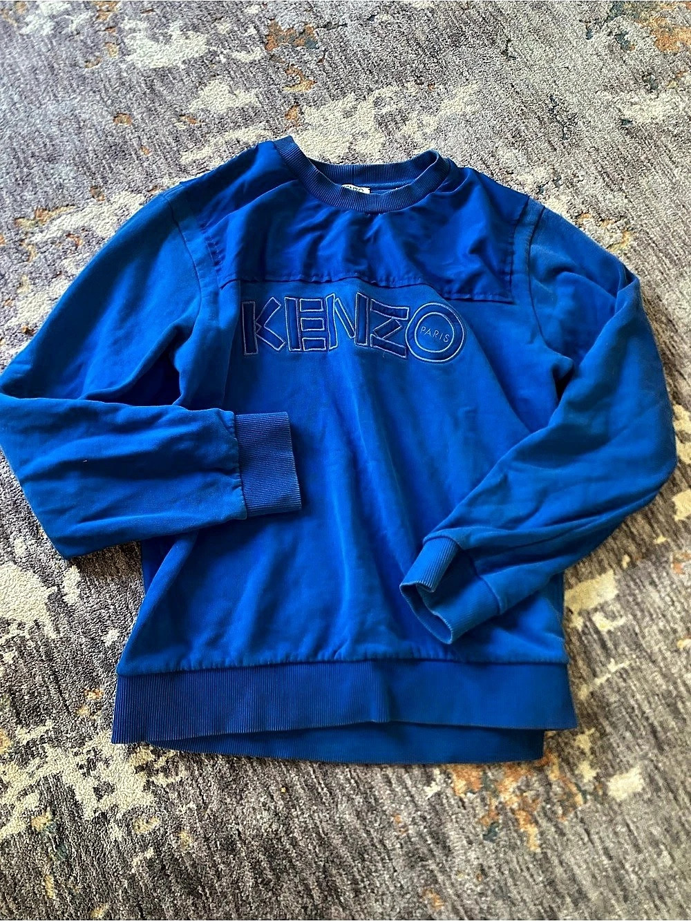 KENZO Paris Embroidered Logo Sweatshirt Blue Size Medium